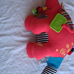 Bright Pink Plush Elephant Activity Toy for Kids